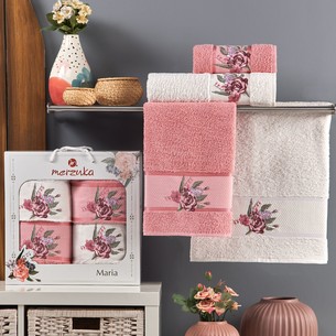 Подарочный набор полотенец для ванной 50х90(2), 70х140(2) Merzuka MARIA хлопковая махра светло-розовый