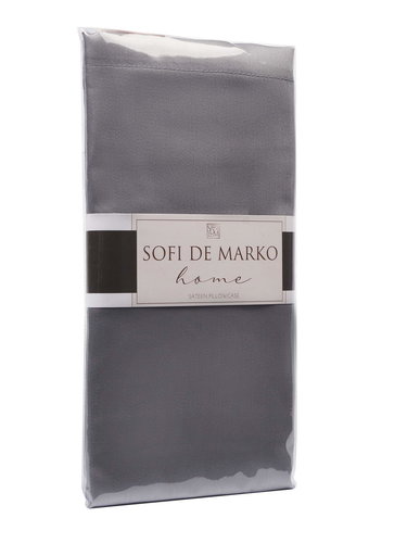 Набор наволочек 2 шт. Sofi De Marko МАРМИС хлопковый сатин серый 50х70, фото, фотография