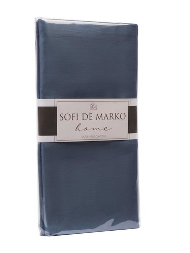 Наволочка Sofi De Marko МАРМИС хлопковый сатин серо-голубой 50х70, фото, фотография