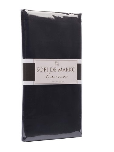 Наволочка Sofi De Marko МАРМИС хлопковый сатин чёрный 50х70, фото, фотография