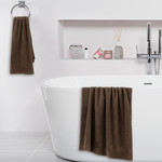 Подарочный набор полотенец для ванной Karna HARVEY 50х90, 70х140 хлопковая махра коричневый, фото, фотография