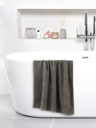 Полотенце для ванной Karna HARVEY хлопковая махра серый 50х90, фото, фотография