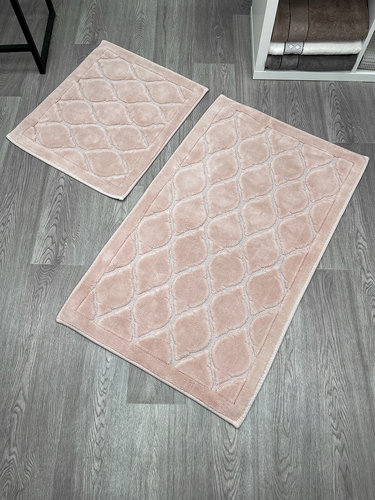 Набор ковриков для ванной прямоугольных Chilai Home LINO хлопок pudra, фото, фотография