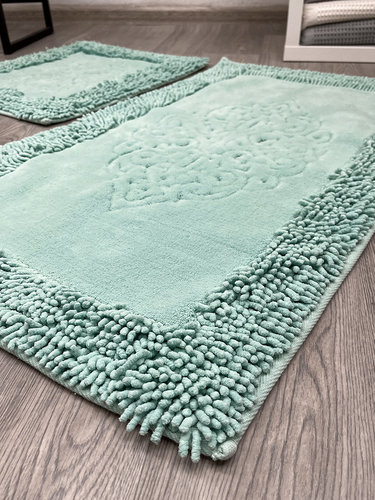 Набор ковриков для ванной прямоугольных Chilai Home PIANTE хлопок mint, фото, фотография